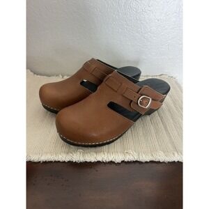 Women's Sanita Original Danish Clogs Kiley Brown Leather Buckle Size 10.5 US